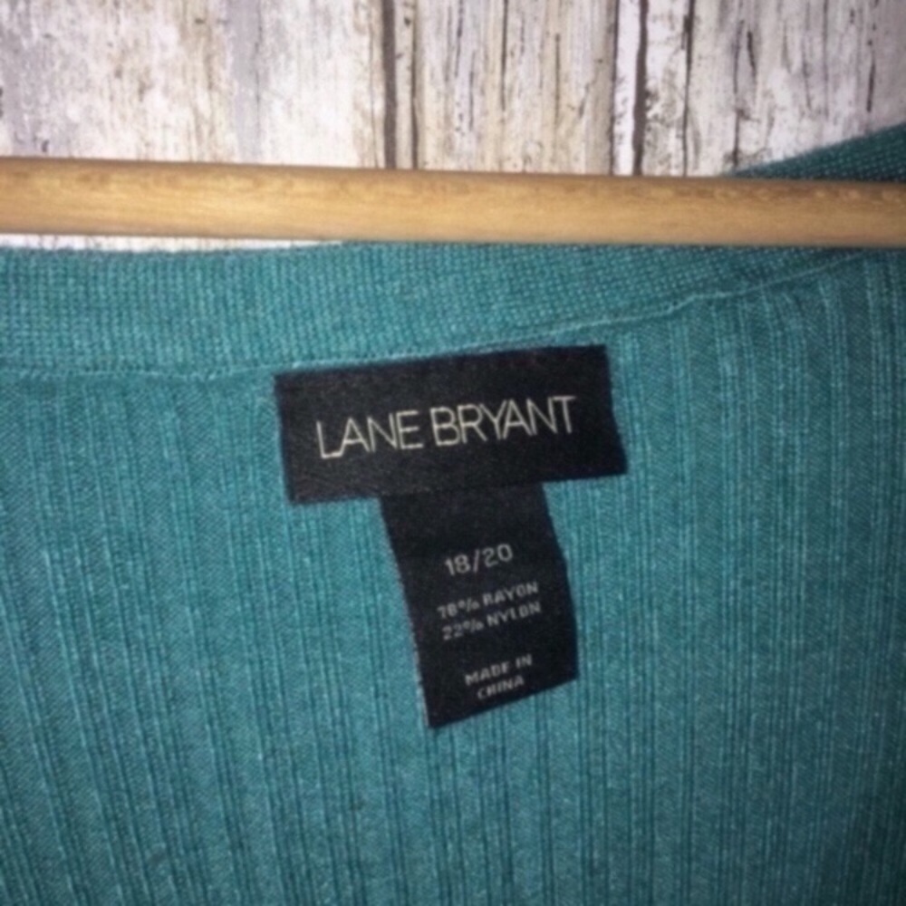 Lane Bryant Teal Rib Knit V-Neck Sweater Tunic 18/20 Plus Size - Picture 4 of 4